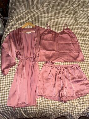 Satin 3-Piece Sleep Set - Dusty Rose